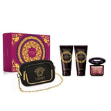 VERSACE CRYSTAL NOIR(W)(2022)(H/B)4PC SET(3.0oz edt sp,3.4oz body lotion,3.4oz shower gel,Clutch)