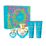 VERSACE DYLAN TURQUOISE(W)(H/B)4PC SET(3.4oz edt sp,3.4oz bath&shower gel,3.4oz body gel,5ml mini)
