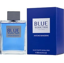 Blue Seduction perfume bottle and packaging by Antonio Banderas