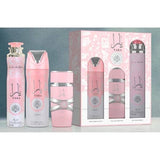LATTAFA YARA 3 PC SET (3.4oz EDP Spray + 6.7oz Body Deo + Air Freshener)