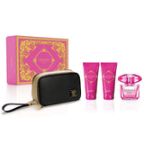 Versace Bright Crystal Absolu 4 Pcs Set For : 3 Oz Eau De Parfum + 3.4 Shower Gel + 3.4Body Lotion + Pouch